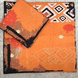 2 Orange Geometric Pillow Covers 17”x17” Washable Fabric
